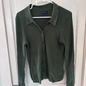 CashSoft Rib Polo Cardigan (M)